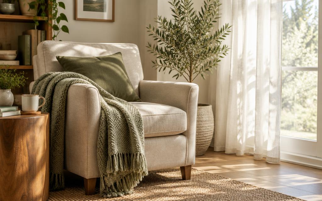 A welcoming armchair in a peaceful, sunlit room